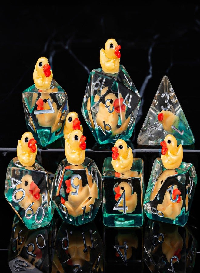 Weyano Resin D&D Dice Set, 7pcs Polyhedral Dice (D4, D6, D8, D10, D12, D20, D%) for Dungeons and Dragons, RPG, MTG (Yellow Duck) for Ages 15 and Up - Image 2